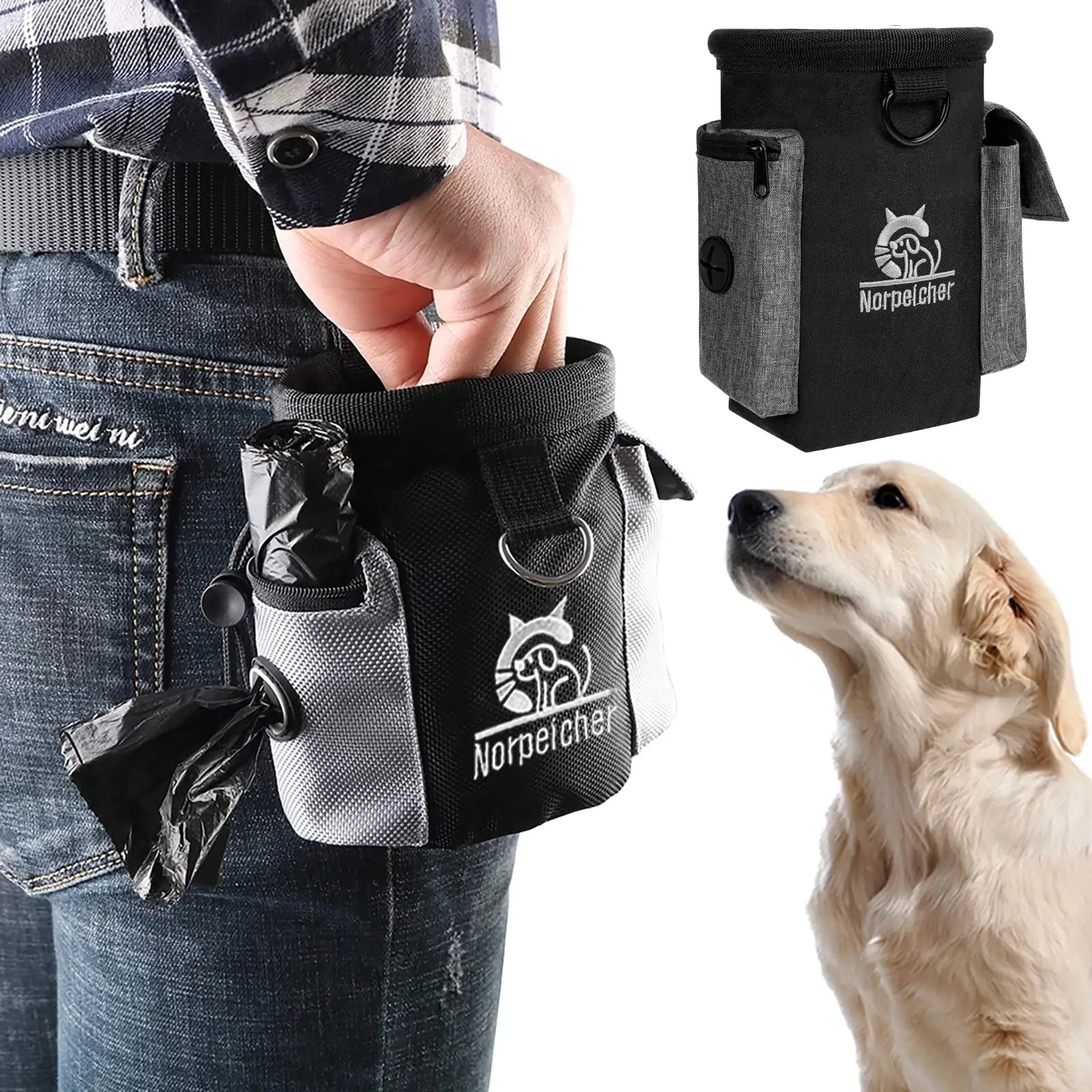 Dog Training Treat Waterproof Pouch Pet Treat Bag with Waistband