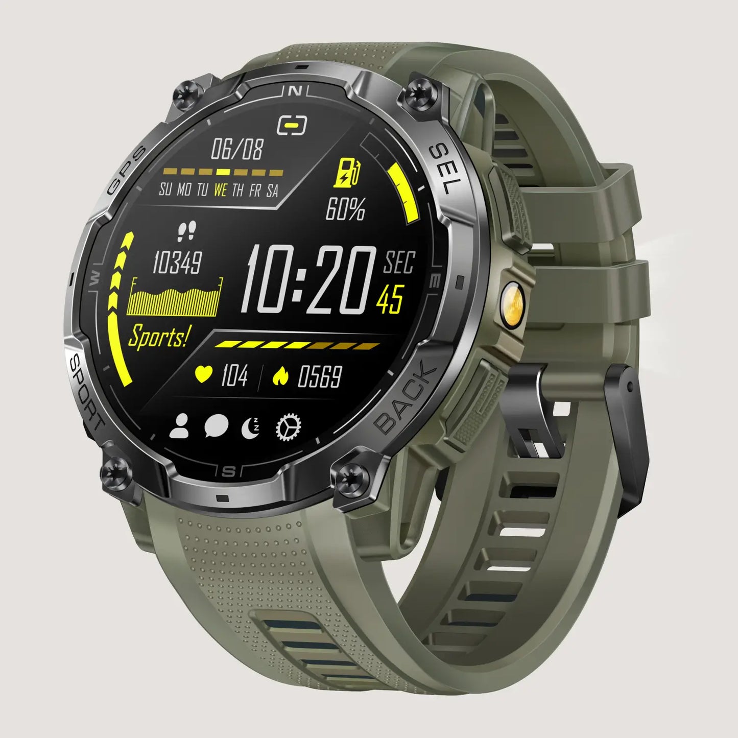 Tough GPS Smartwatch for Men with LED Flashlight