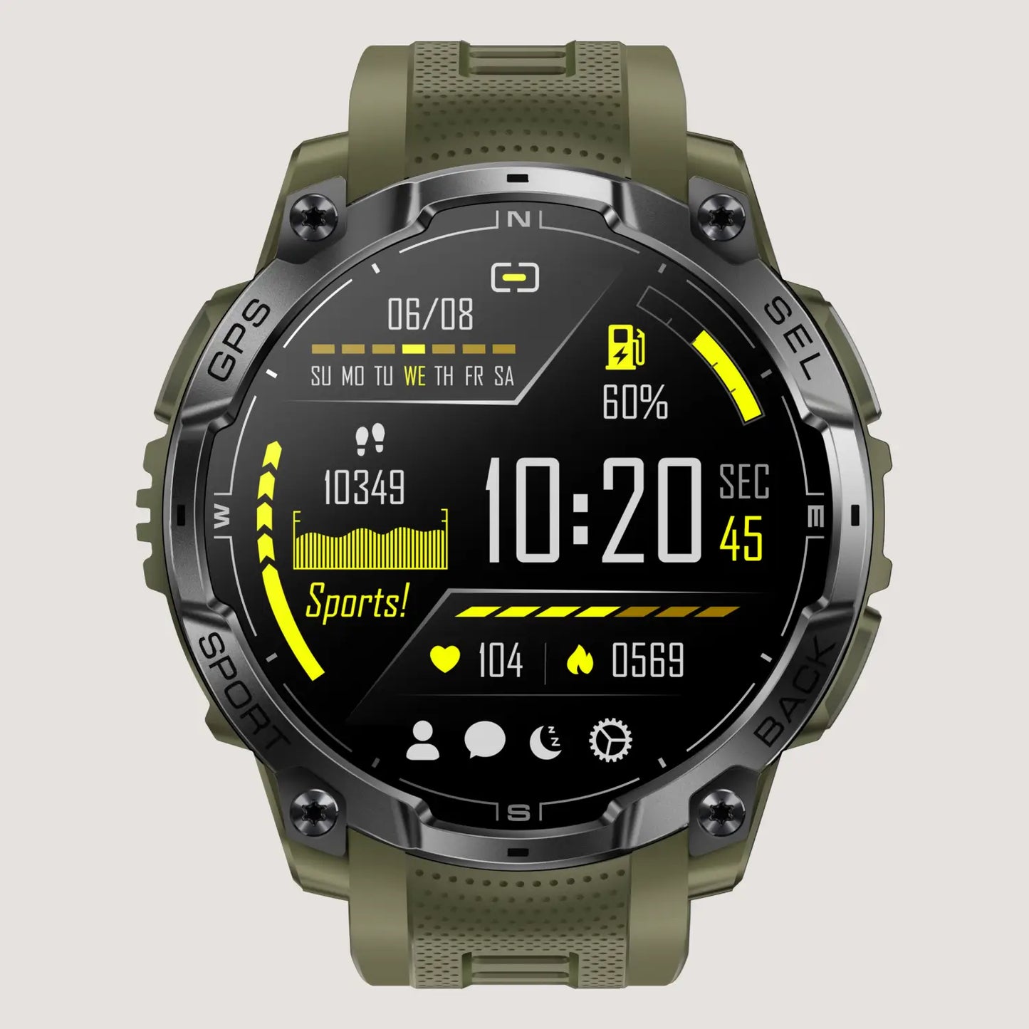 Tough GPS Smartwatch for Men with LED Flashlight