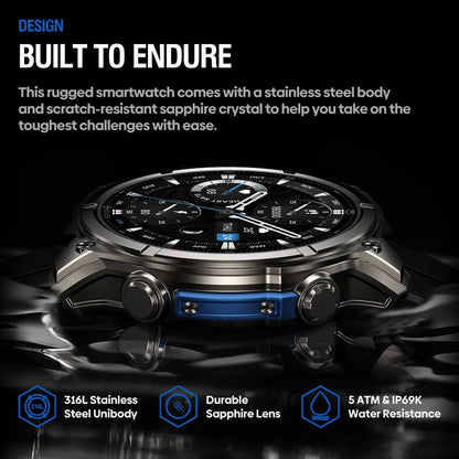 Rugged AMOLED Smartwatch with LED Flashlight
