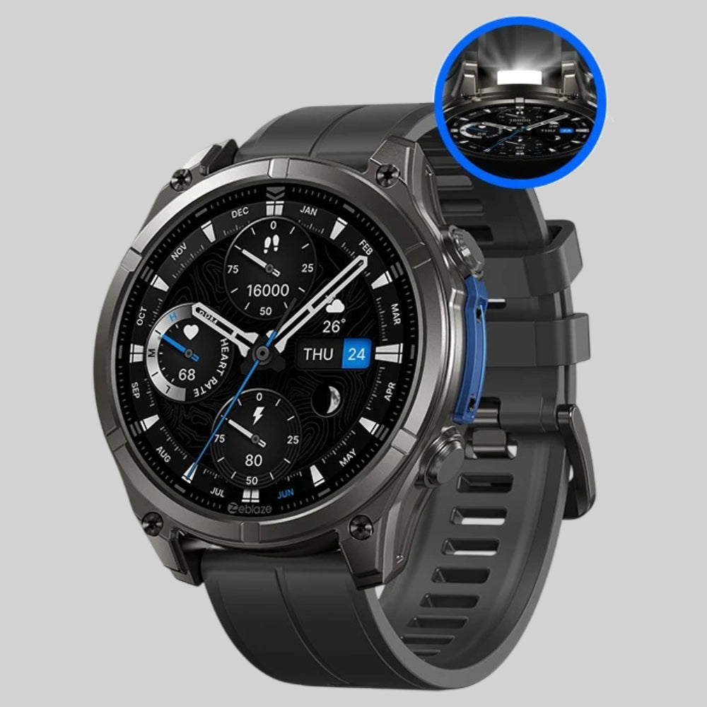 Rugged AMOLED Smartwatch with LED Flashlight