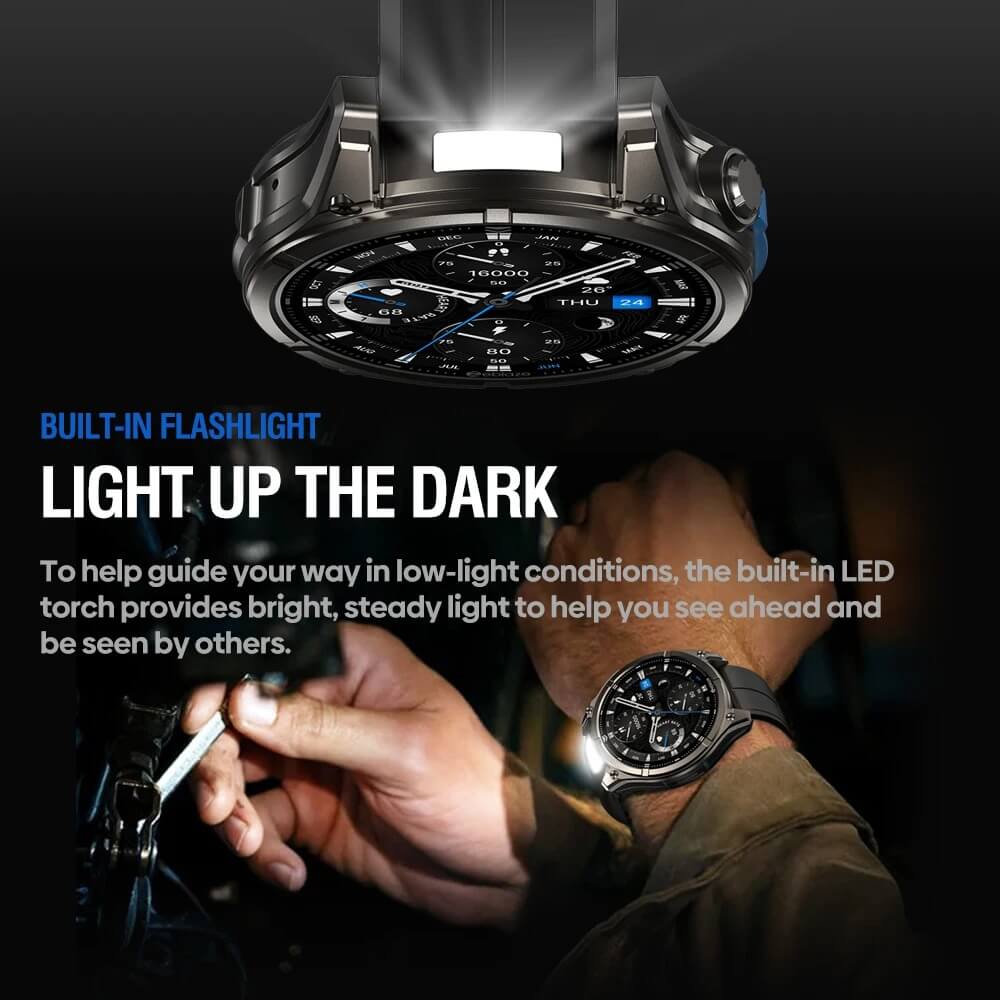 Rugged AMOLED Smartwatch with LED Flashlight