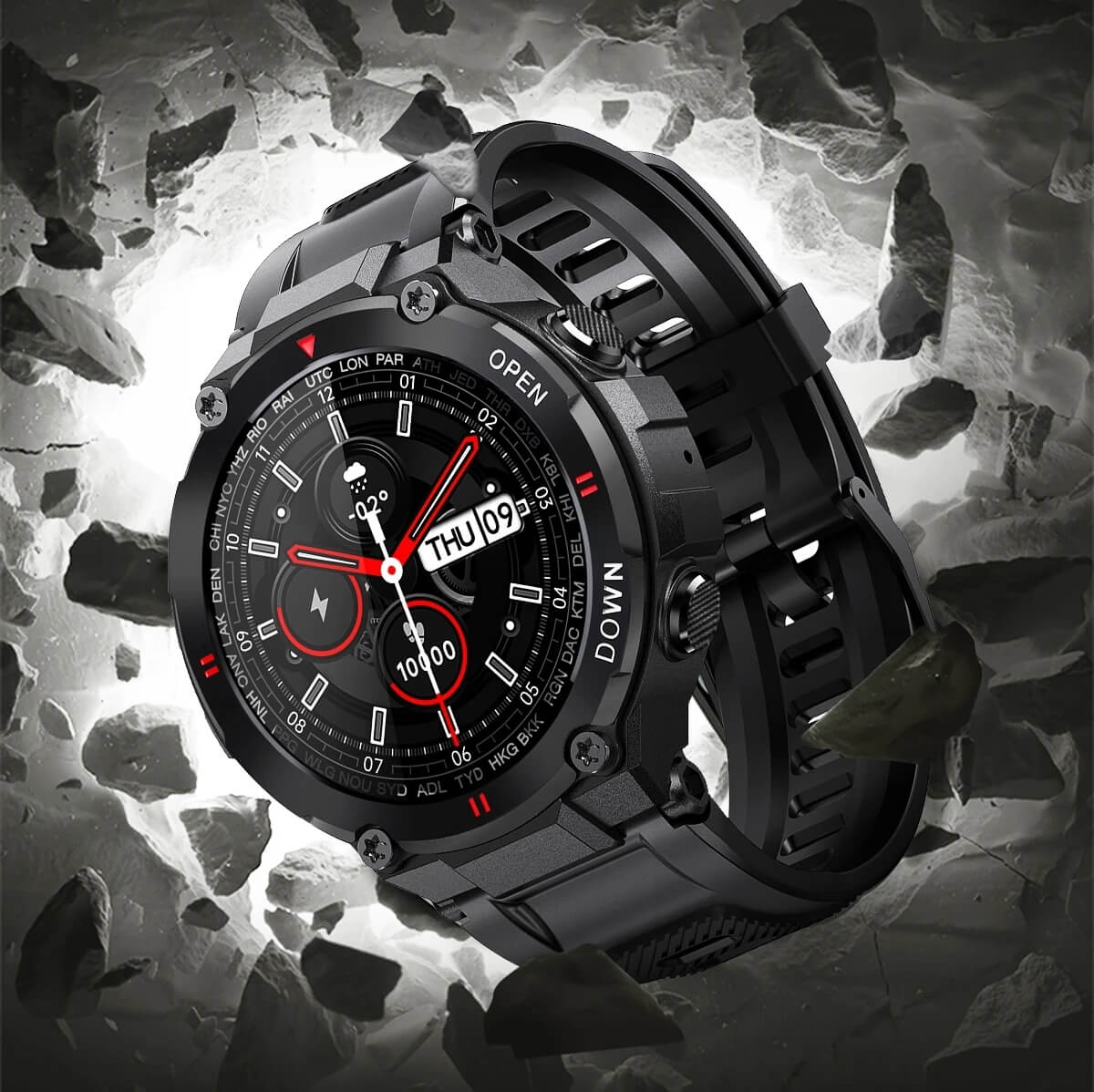tough fitness smart watch in black colour
