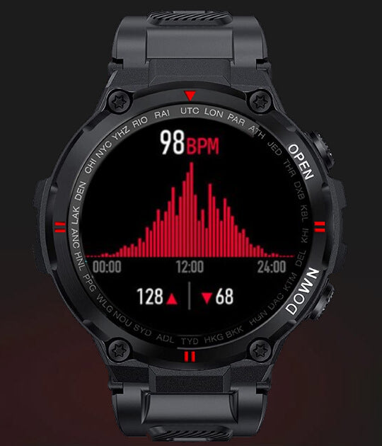 large smart watch with heart rate monitoring sensor for improving fitness habits