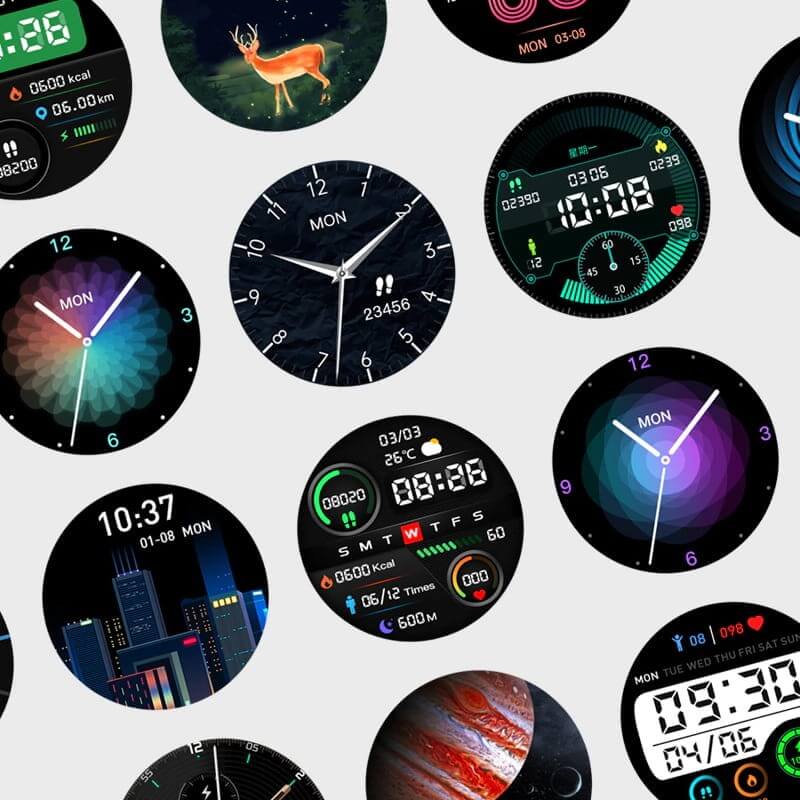 sport smart watch with different watch face dials