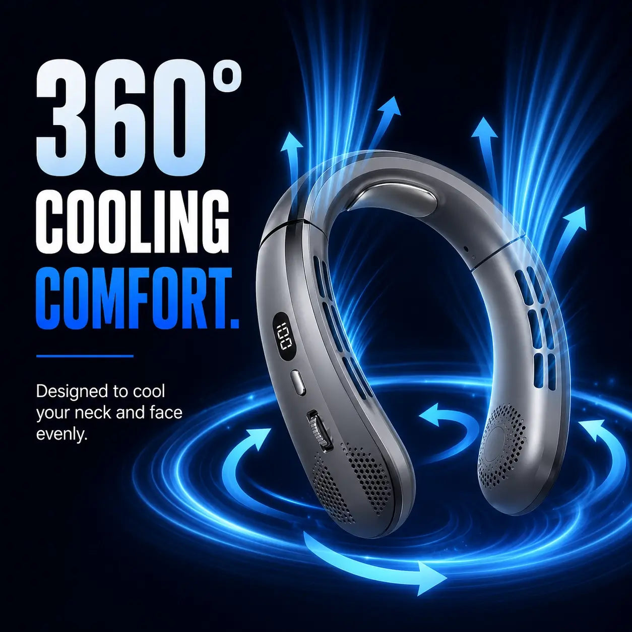 adjustable hands free neck fan for indoor and outdoor use