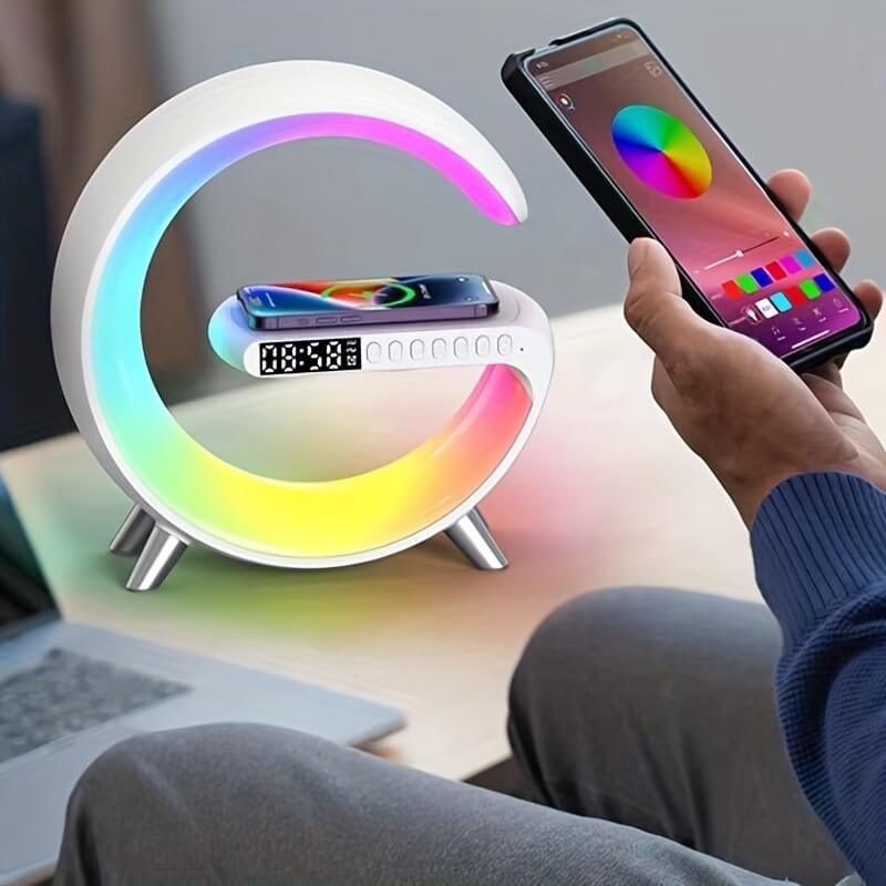 Bedside Lamp Fast Wireless Charger RGB Bluetooth Speaker Alarm Clock – Factory Mart