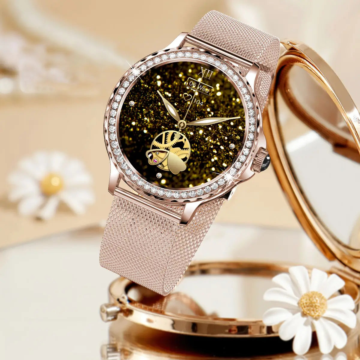 ladies rose gold smartwatch