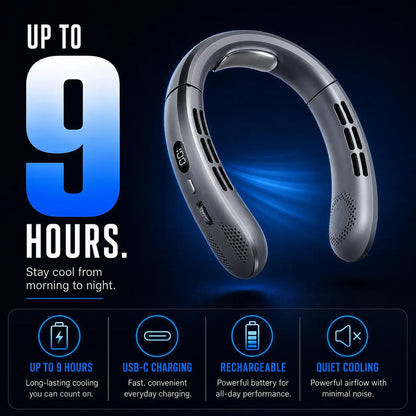 portable bladeless neck fan with adjustable cooling speeds